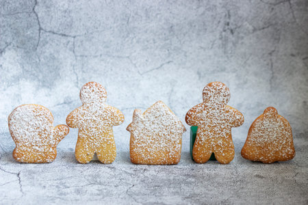 Concept of gingerbread and cubes in support of the stay at home promotion.の写真素材