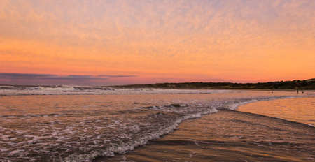 sunset on the beach in Punta Del Diablo - Uruguayの写真素材