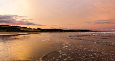sunset on the beach in Punta Del Diablo - Uruguayの写真素材