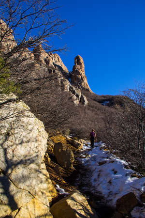 Frey Hike Mountain Refuge - with snow, in Bariloche - Argentina, Patagoniaの写真素材