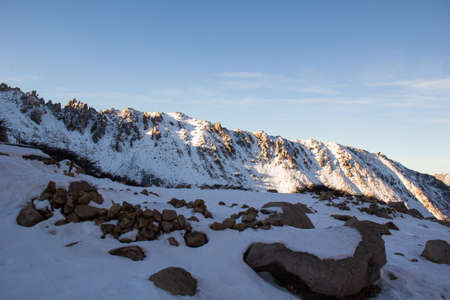 Frey Hike Mountain Refuge - with snow, in Bariloche - Argentina, Patagoniaの写真素材
