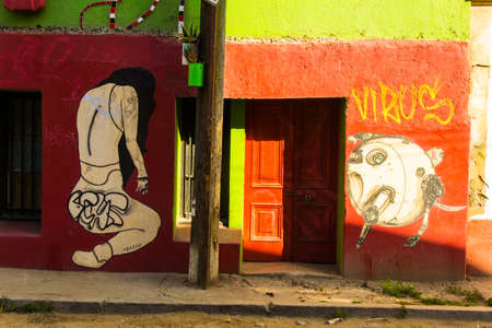 Street Arts - Graffiti in Valparaíso Chileのeditorial素材