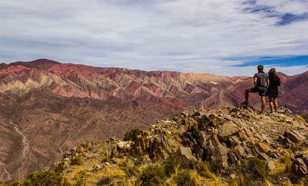Hornocal, Mountain of fourteen colors, Quebrada de Humahuaca, Northern Argentinaの写真素材