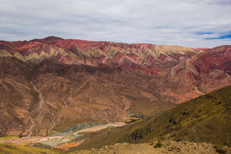 Hornocal, Mountain of fourteen colors, Quebrada de Humahuaca, Northern Argentinaの写真素材