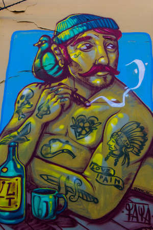 Street Arts - Graffiti in Valparaíso Chileのeditorial素材