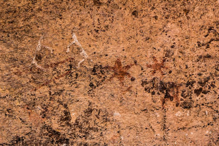 Rock Paintings in Inca Cave clsoe to Humahuaca in Jujuy Province, north of Argentinaの写真素材