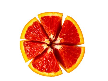 Top view of half cutted red bloody orange.の写真素材