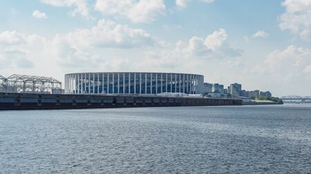 NIZHNY NOVGOROD, RUSSIA - AUGUST 22, 2019: The football stadium in Nizhny Novgorod.のeditorial素材