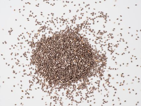 Chia seeds isolated on white background. Copyspace for text.の写真素材