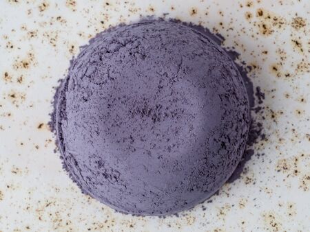 Blue butterfly powder cake on the plate for cheese.