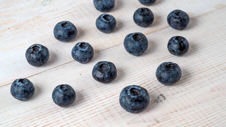 Fresh blueberries on wooden background. Beautiful view of natural organic healthy berries.の写真素材