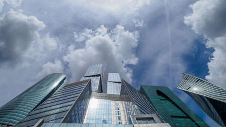 MOSCOW, RUSSIA - JULY 27, 2020: Skyscrapers of city district in Moscow.