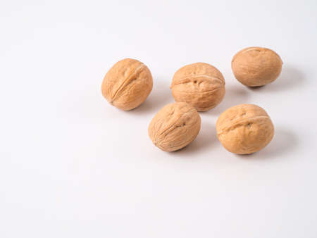 Walnuts isolated on white background.