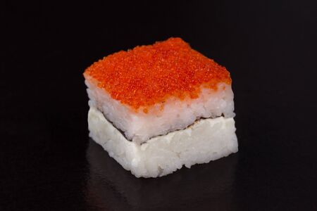 oshi - traditional japanese food, sushi on a black backgroundの写真素材