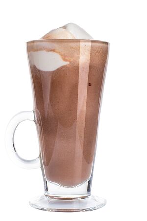 Cocoa with vanilla ice cream on white background. isolatedの写真素材