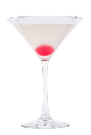 Refreshing cold cocktail in a martini glass. Cocktail - molecular cuisine. isolatedの写真素材
