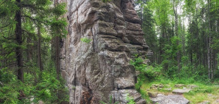 A stone remains in the forest. The nature of the southern Urals. Wild places.の写真素材