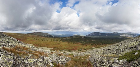 Panoramic view of the mountains and cliffs, South Ural. Summer in the mountains. Travel.の写真素材