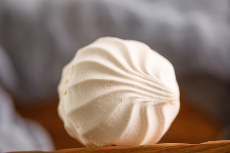 Delicate and fresh meringue with vanilla flavor. Close-up.の写真素材