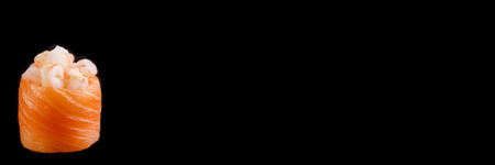 Classic sushi roll. Sushi at black background.Japanese seafood sushi , sushi a black background. Bannerの写真素材