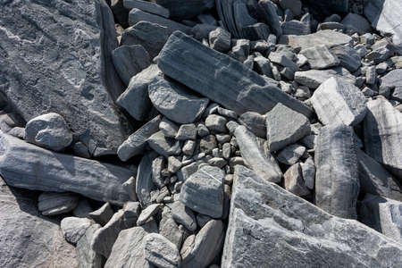 Large boulders of rock, in a national park in the Polar Urals, Russia. Hiking concept. Close-up.