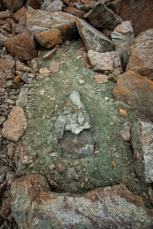 A stone in the mountains of the Subpolar Urals. Natural stone.の写真素材