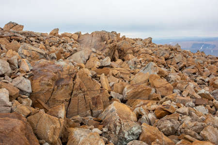 A stone in the mountains of the Subpolar Urals. Natural stone.の写真素材