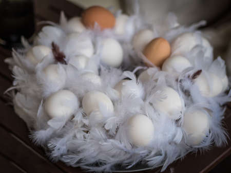 Easter Wreath with white chicken feathers