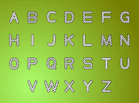 Black and white alphabet letters to letters on a green backgroundのイラスト素材