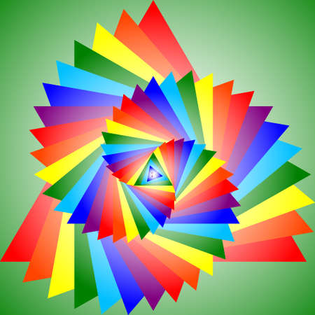 Colorful projection of a triangle on a green backgroundのイラスト素材