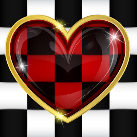 Red glass heart on black and white backgroundのイラスト素材