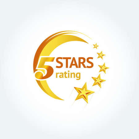 Golden Five stars round template. Isolated Vector illustrationのイラスト素材