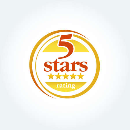 Golden Five stars round logo template set. Isolated Vector illustrationのイラスト素材