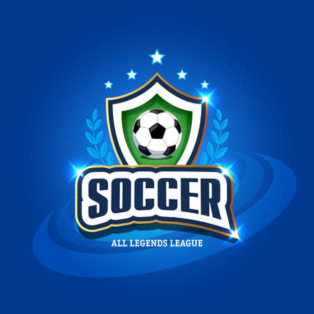 Football Soccer. Football badge design template, sport Themed T shirt. Isolated Vector illustrationのイラスト素材