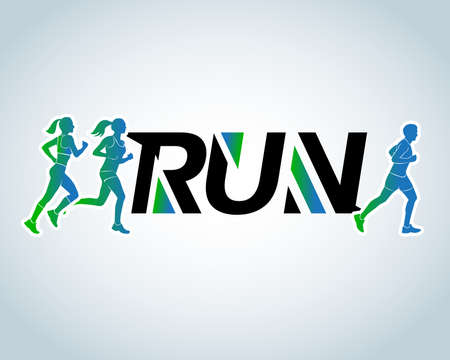 Run logo template. Logo logo design template. Woman run logotypeのイラスト素材