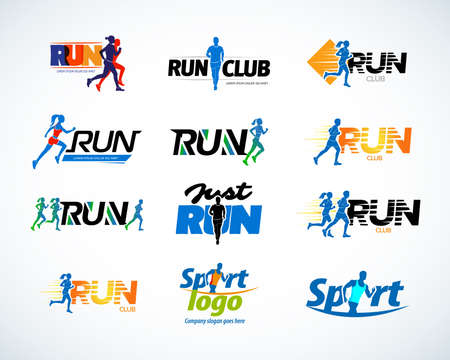 Run club logo template. Logo logo design template. Man and woman fitness. Vector illustrationのイラスト素材