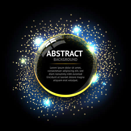 Dark blue Abstract ring background. Metal chrome shine round effect Vector sparkling glowing stainless steel cover. Space for your message.のイラスト素材