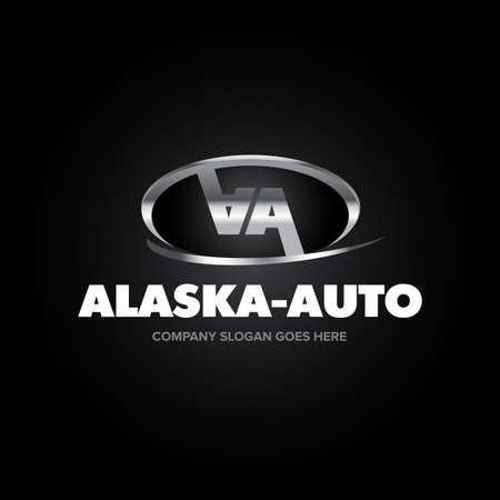 Auto Company Vector Design Concept silver version. 2 double A letters template. Vector Illustration.のイラスト素材