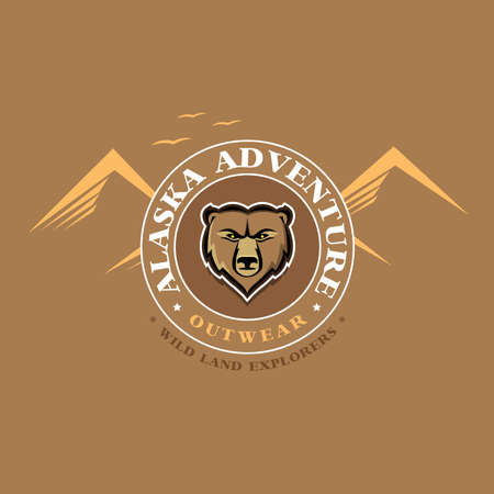Alaska adventure outdoor t shirt graphics apparel fashion print. Vector Illustration.のイラスト素材