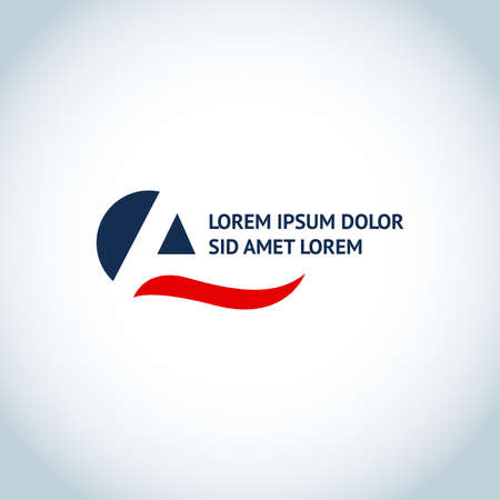 Letter A logo idea. Stylized letter with red ribbon logotype template. Isolated vector illustration.のイラスト素材