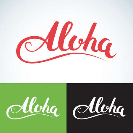 Vector aloha word, vintage style. Summer apparel print design, t shirt graphics.のイラスト素材