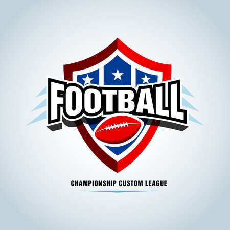 American football  template, badge, t-shirt, label, emblem. Red, blue, black color version. Vector illustration.のイラスト素材