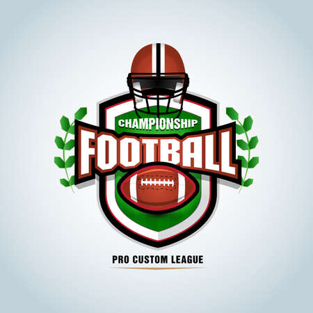 American football template, badge, t-shirt, label, emblem. Football helmet. Vector illustration.のイラスト素材