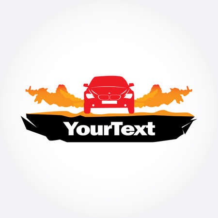 Car with fire - vector illustration. Auto Store, Repair services icon.のイラスト素材