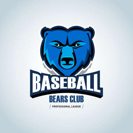 Baseball bear sport badge design template and some elements for badge, banner, emblem, label, insignia, T-shirt screen and printing. Baseball template.のイラスト素材
