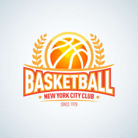 Basketball template, basketball badge design template, sport template. Basketball Themed T shirt template. Vector illustration.のイラスト素材