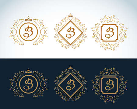Monogram design elements, graceful template. Calligraphic elegant line art icon design.のイラスト素材