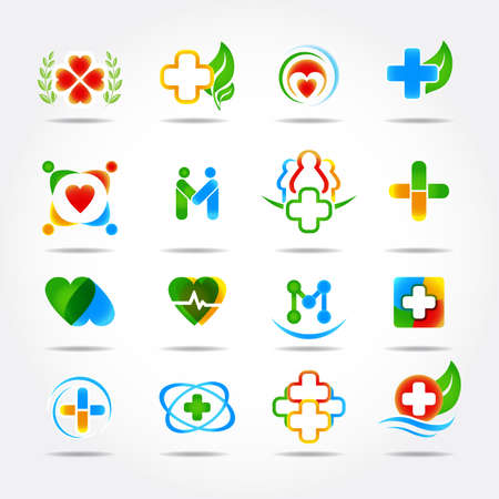 20 Medical icons and logos design. Isolated vector illustrations.のイラスト素材