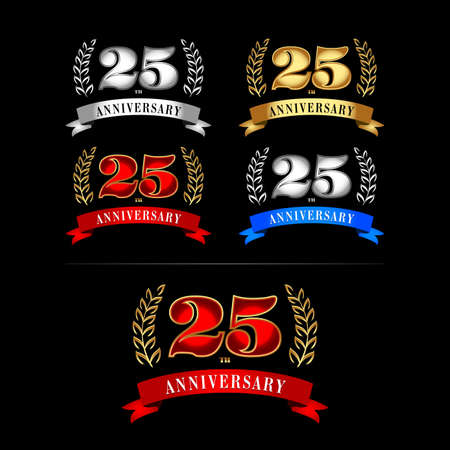 25th Years Anniversary Celebration Design templates set.のイラスト素材