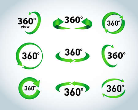 360 Degrees View Vector Icons. Isolated vector illustrationのイラスト素材